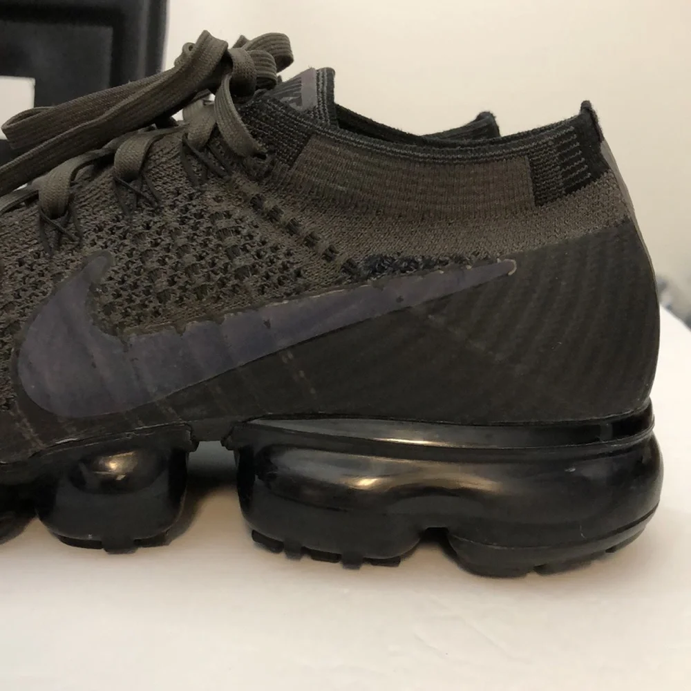 NIKE AIR VAPORMAX FLYNIT MIDNIGHT FOG GREY BLACK RUNNING SNEAKERS MENS SIZE 8.5